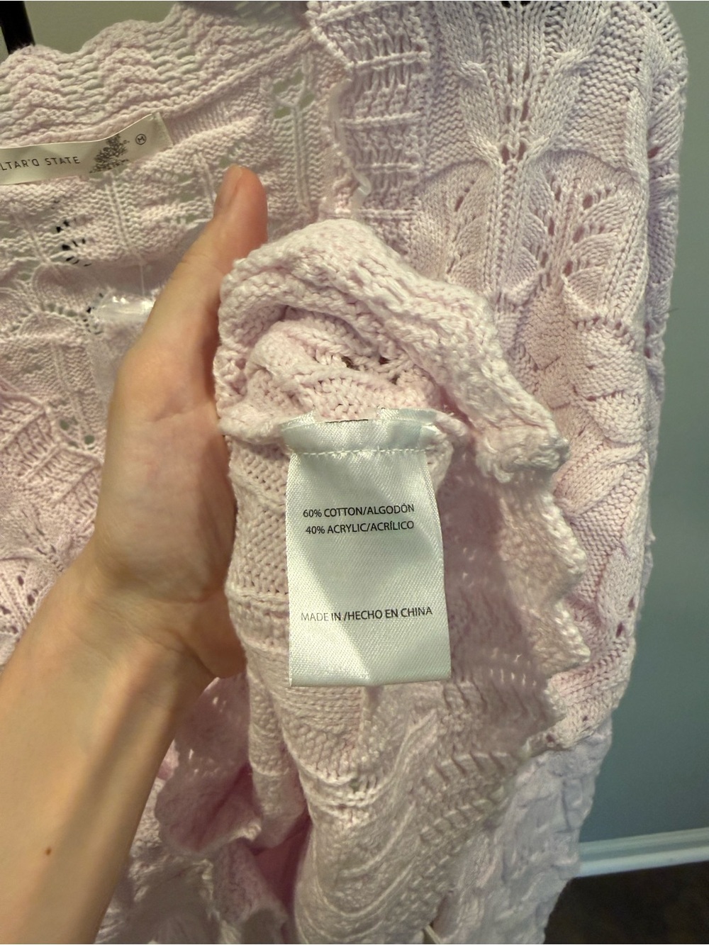 Altar'd State Pale Pink Lace Knit Button Cardigan - Picture 6 of 7